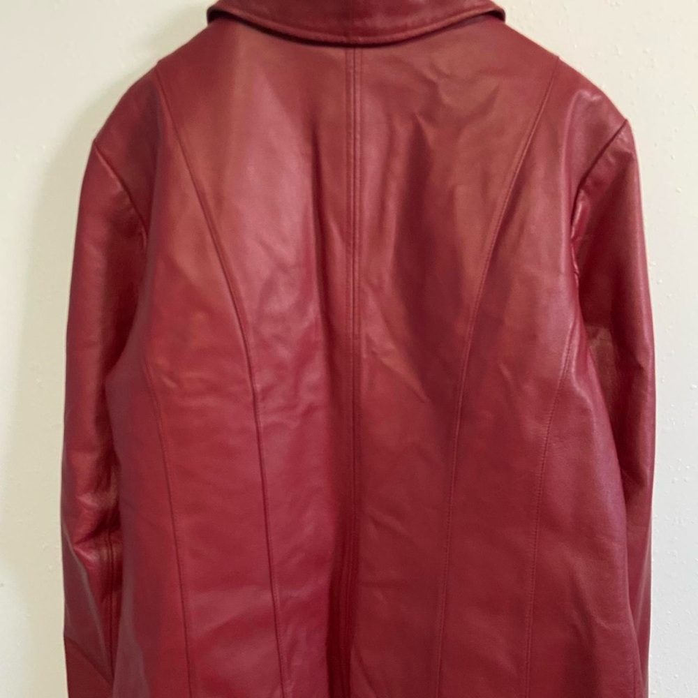 Red Genuine Leather Jacket - Picture 7 of 8